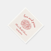 Serviette En Papier Love & Pizza Fête de Mariage Italienne Dessinée à  (Coin)