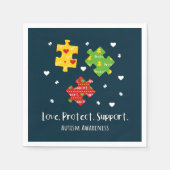 Serviette En Papier Love Protect Support Sensibilisation sur l'autisme (Devant)