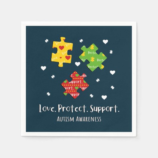 Serviette En Papier Love Protect Support Sensibilisation sur l'autisme (Devant)