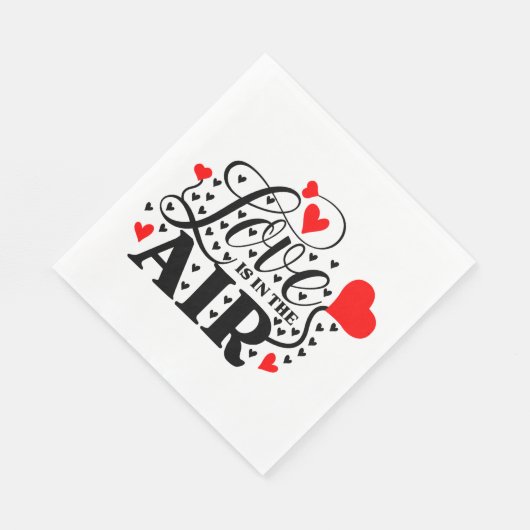 Serviette En Papier Love Red Hearts Mariage, Fête des mariées, Fiançai (Coin)