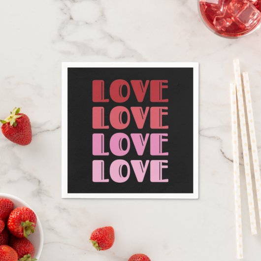 Serviette En Papier Love Repeating Text Valentine's Day I Love You (En situation)