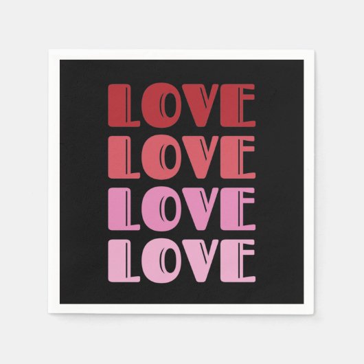 Serviette En Papier Love Repeating Text Valentine's Day I Love You (Devant)