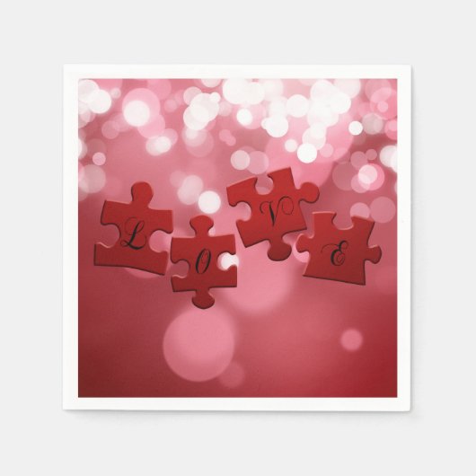 Serviette En Papier Love Script Puzzle Pièces (Devant)