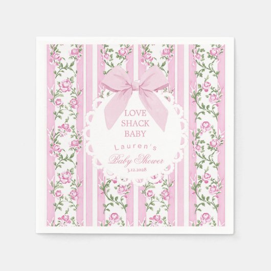Serviette En Papier Love Shack Baby Coquette Blush Bow Baby Shower (Devant)