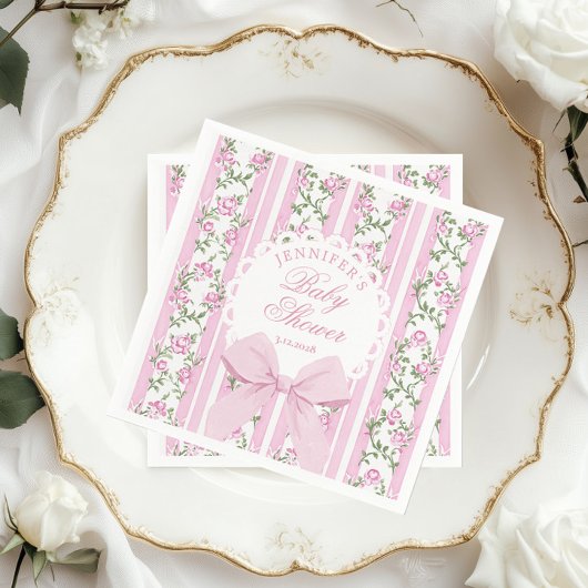 Serviette En Papier Love Shack Coquette Blush Pink Bow Baby Shower