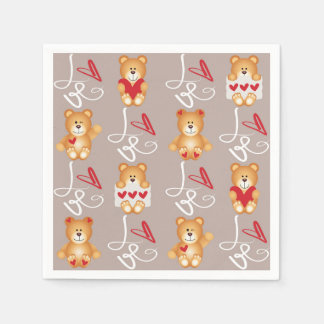 Serviette En Papier Love Teddy Bear