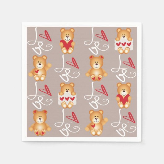 Serviette En Papier Love Teddy Bear (Devant)