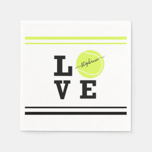 Serviette En Papier Love Tennis Prénom Yellow Ball