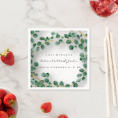 Serviette En Papier Love&Thanks Nom Date Eucalyptus Rusticò Mariage (En situation)