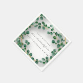 Serviette En Papier Love&Thanks Nom Date Eucalyptus Rusticò Mariage (Coin)