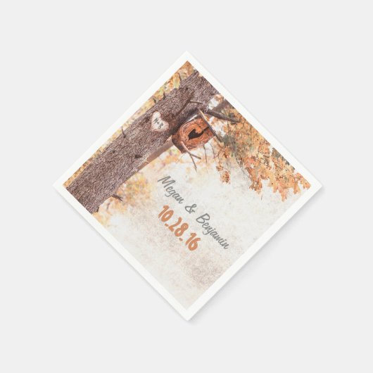 Serviette En Papier Love Tree Rustic Mariage de automne (Coin)