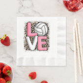 Serviette En Papier Love Volleyball Empreinte de léopard Filles Volley (En situation)