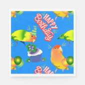 Serviette En Papier Lovebird Anniversaire Blue Animaux Bird Thème Fun  (Devant)