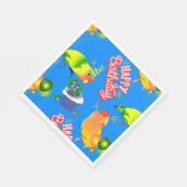 Serviette En Papier Lovebird Anniversaire Blue Animaux Bird Thème Fun  (Coin)