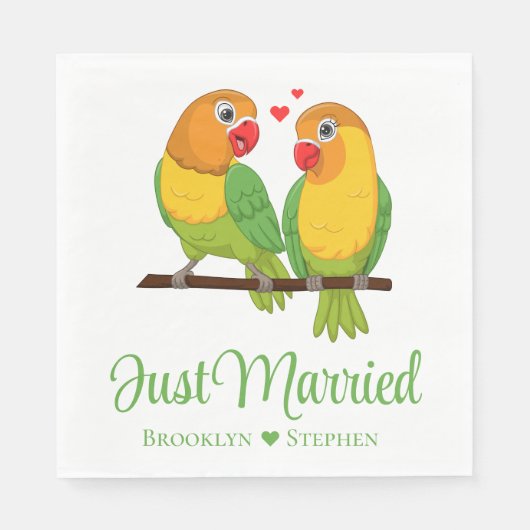 Serviette En Papier Lovebirds Mariages Inséparables Mariage Juste Mari (Devant)