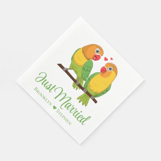 Serviette En Papier Lovebirds Mariages Inséparables Mariage Juste Mari (Coin)