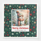 Serviette En Papier Lovely cartoon snowman with snowflakes kids napkin (Devant)