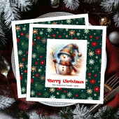 Serviette En Papier Lovely Christmas Snowman Napkins Editable Custom 