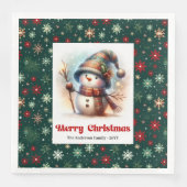Serviette En Papier Lovely Christmas Snowman Napkins Editable Custom (Devant)