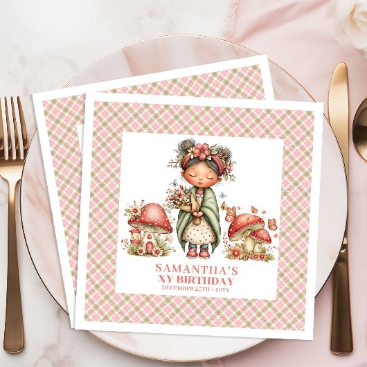 Serviette En Papier Lovely Fairy Pink Blush Floral Birthday Celebratio