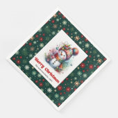 Serviette En Papier Lovely funny snowman with snowflakes kids napkins (Coin)