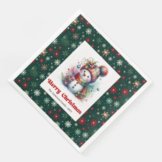 Serviette En Papier Lovely funny snowman with snowflakes kids napkins (Coin)