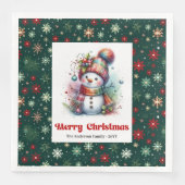 Serviette En Papier Lovely funny snowman with snowflakes kids napkins (Devant)