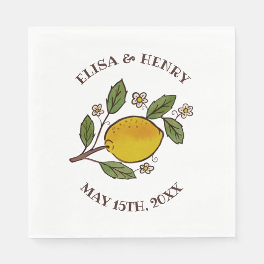 Serviette En Papier Lovely Lemons MARIAGE Fiançailles Rustique PERSONN (Devant)