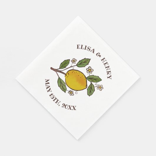Serviette En Papier Lovely Lemons MARIAGE Fiançailles Rustique PERSONN (Coin)