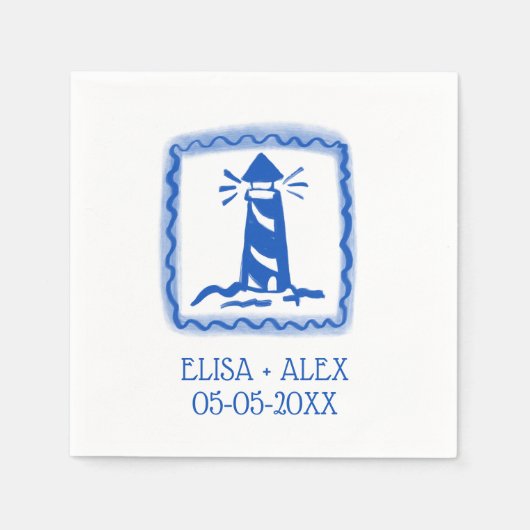 Serviette En Papier LoveNotes de Sea Lighthouse MARIAGE PERSONNALISÉ (Devant)