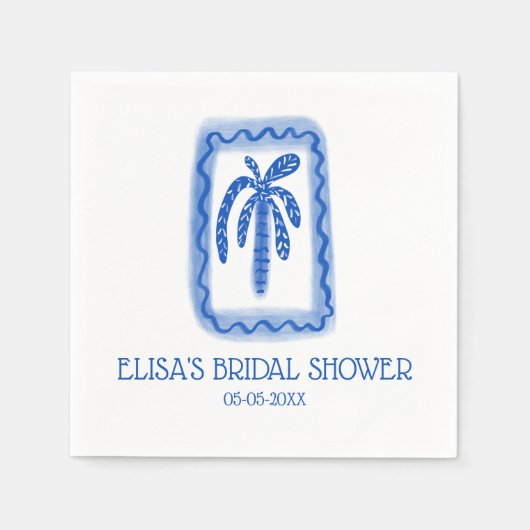 Serviette En Papier LoveNotes from Sea Palm Tree Fête des mariées PERS (Devant)