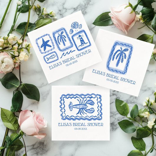 Serviette En Papier LoveNotes from Sea Palm Tree Fête des mariées PERS