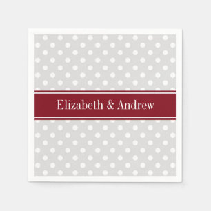 Serviette En Papier Lt Grey Blanc Pois Bourgogne Nom Monogramme