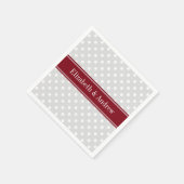 Serviette En Papier Lt Grey Blanc Pois Bourgogne Nom Monogramme (Coin)