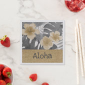 Serviette En Papier Luana Aquarelle Tropical Floral Grey (En situation)