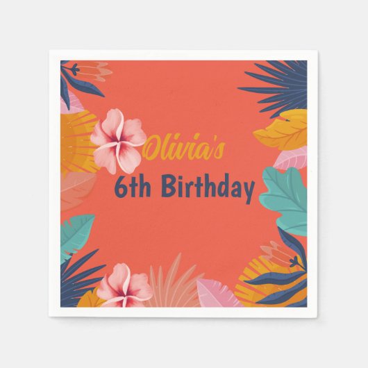Serviette En Papier Luau aloha été tropical Anniversaire (Devant)