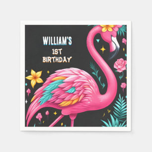 Serviette En Papier Luau Fly Pink Flamant rose Pool Party 1er annivers