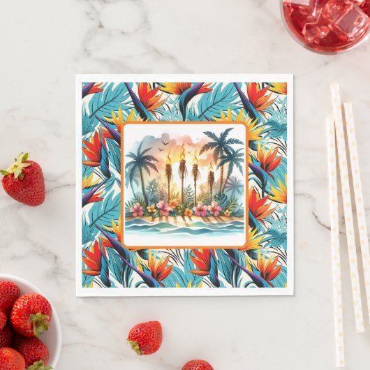 Serviette En Papier Luau Oiseau Du Paradis (En situation)