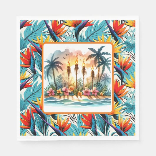 Serviette En Papier Luau Oiseau Du Paradis (Devant)