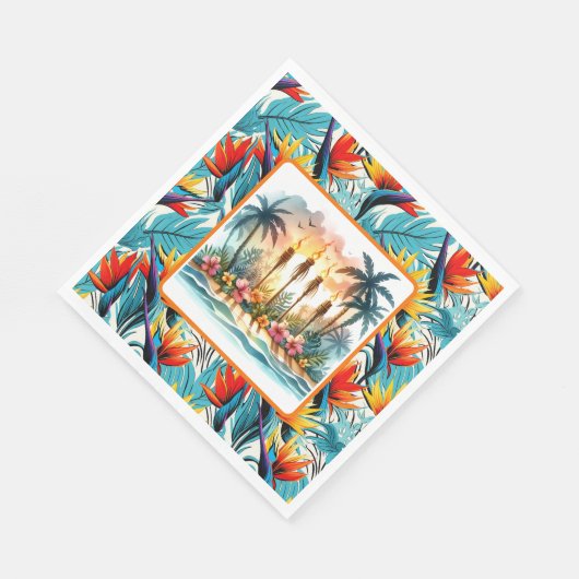 Serviette En Papier Luau Oiseau Du Paradis (Coin)