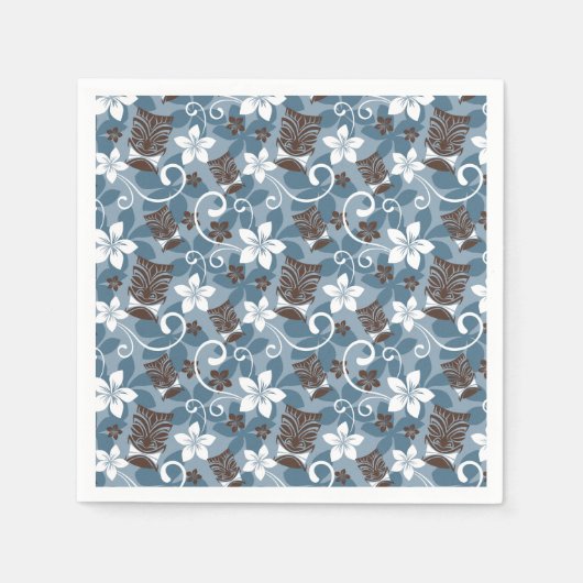 SERVIETTE EN PAPIER LUAU TIKI DESIGN (BLEU) (Devant)