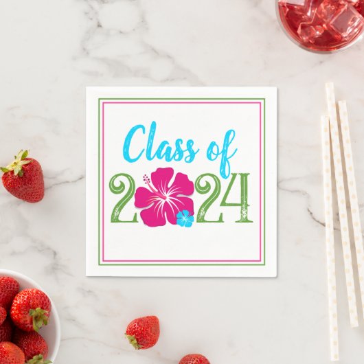 Serviette En Papier Luau Tropical Class of 2024 Graduation Paper (En situation)
