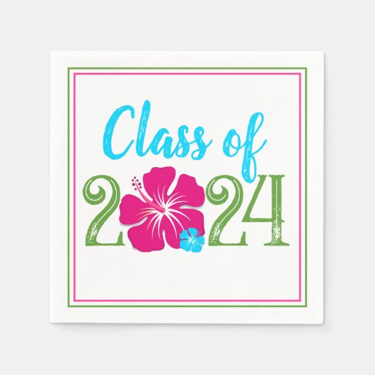 Serviette En Papier Luau Tropical Class of 2024 Graduation Paper (Devant)