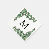 Serviette En Papier Lucky Charm Clover Fleurs blanches Monogramme (Coin)