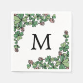 Serviette En Papier Lucky Charm Clover rose Fleurs Monogramme (Devant)