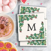 Serviette En Papier Lucky Charm Clover rose Fleurs Monogramme