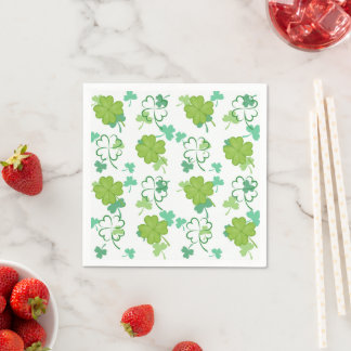 Serviette En Papier Lucky Clover Motif - Design Shamrock vert