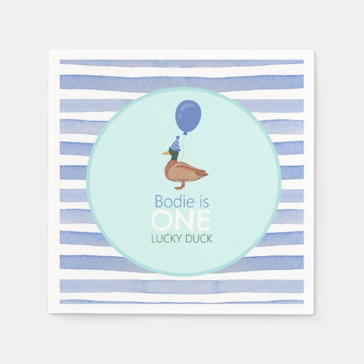 Serviette En Papier Lucky Duck 1er anniversaire (Devant)