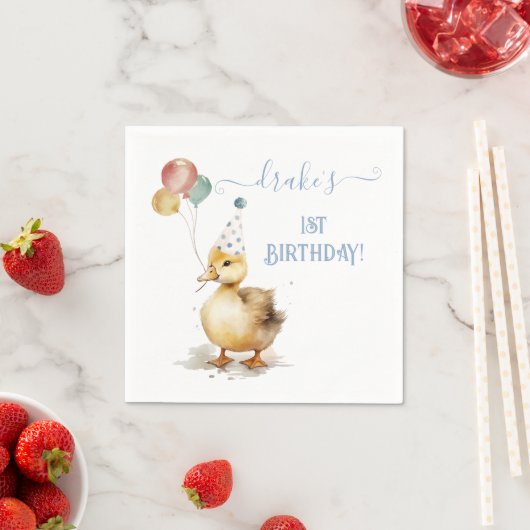 Serviette En Papier Lucky Duck 1ère fête d'anniversaire (En situation)