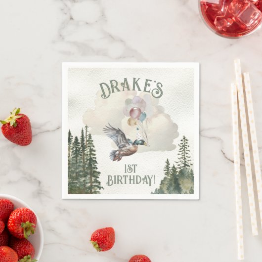 Serviette En Papier Lucky Duck 1ère fête d'anniversaire (En situation)